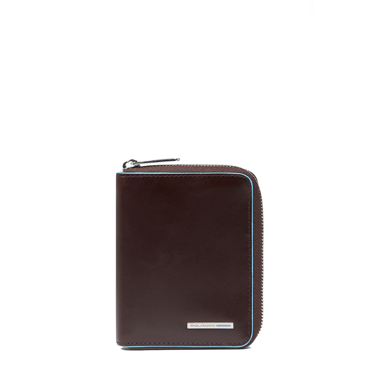 Piquadro Portafoglio Piccolo Blue Square Zip Around Mogano - 1