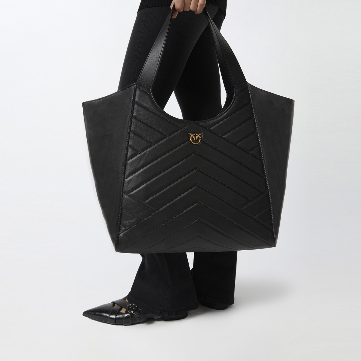 Pinko Tote Bag Puzzle Nero Antique Gold - 6