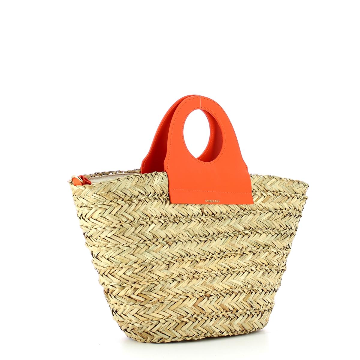 Straw basket handbag Ariel - ORANGE
