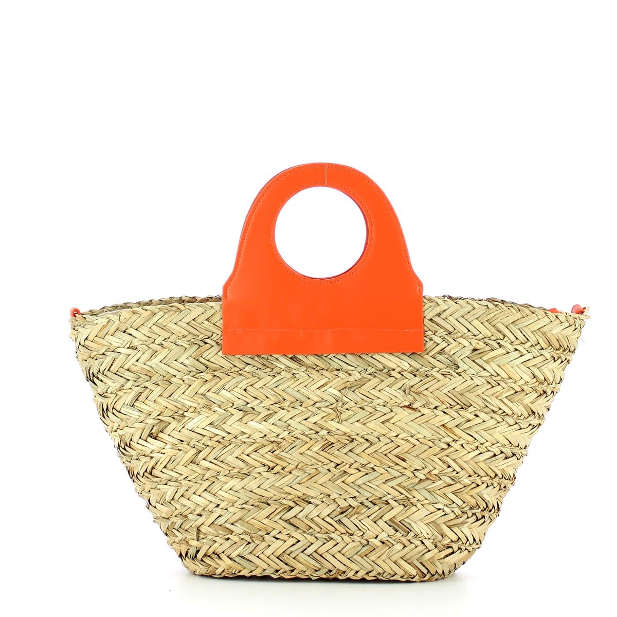 Straw basket handbag Ariel - ORANGE