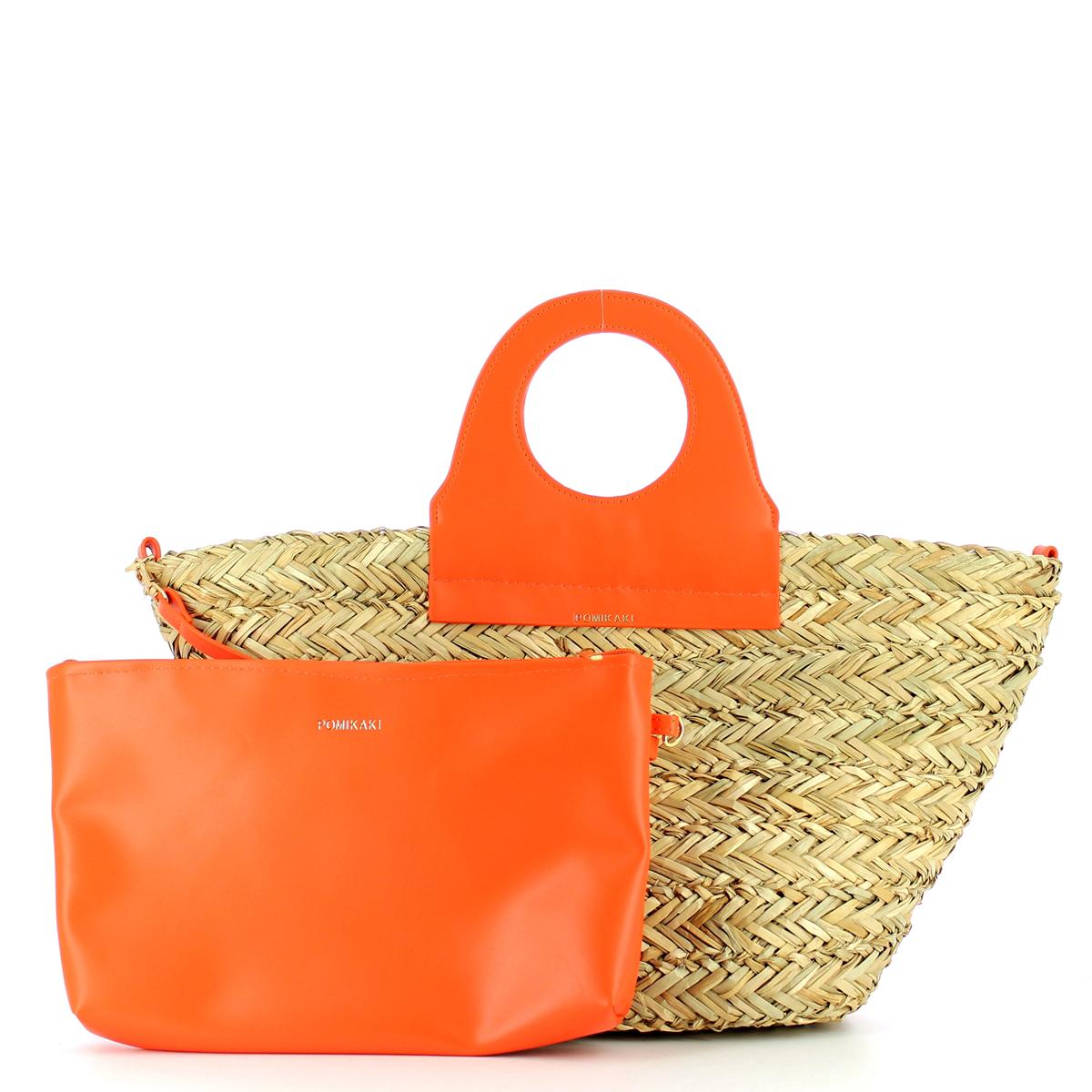 Straw basket handbag Ariel - ORANGE