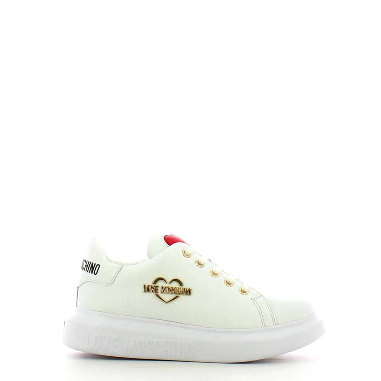 Sneakers Running in pelle Gold Metal Logo Bianco - 1