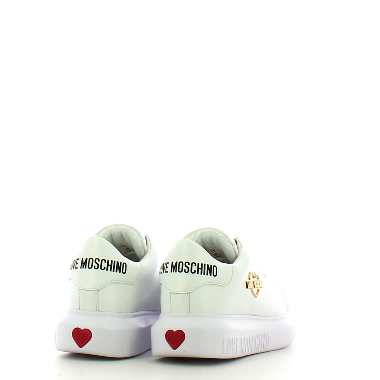 Sneakers Running in pelle Gold Metal Logo Bianco - 3