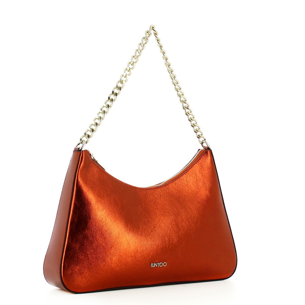 Iuntoo Borsa a spalla Grande Eleganza Metallic Rame - 2