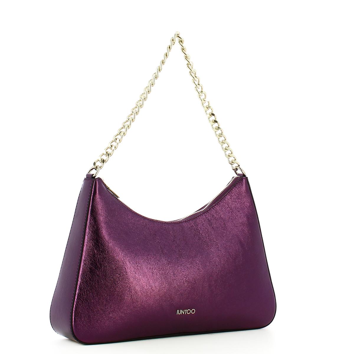 Iuntoo Borsa a spalla Grande Eleganza Metallic Viola - 2