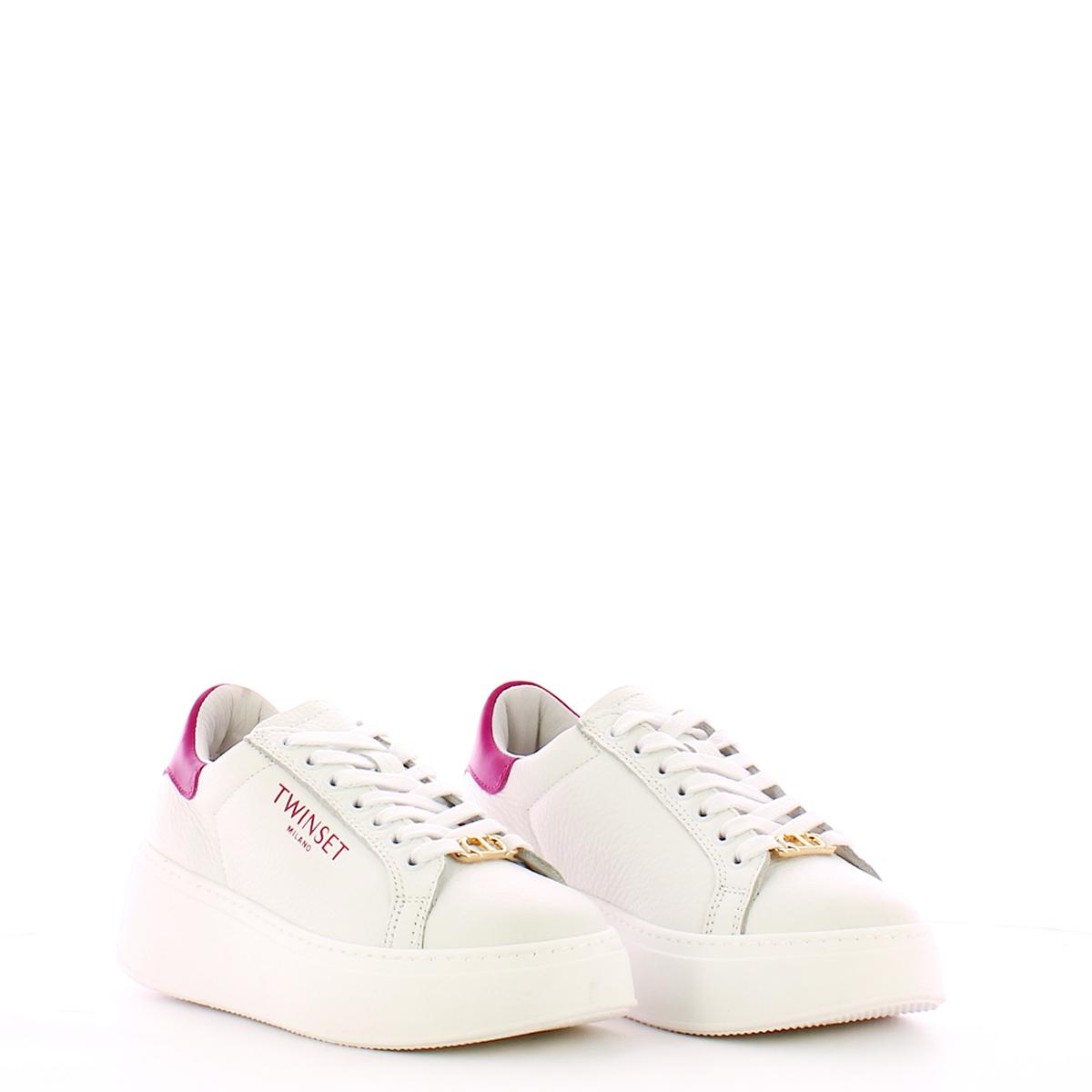 Sneakers platform in pelle Bianco Ottico Bright Rose
