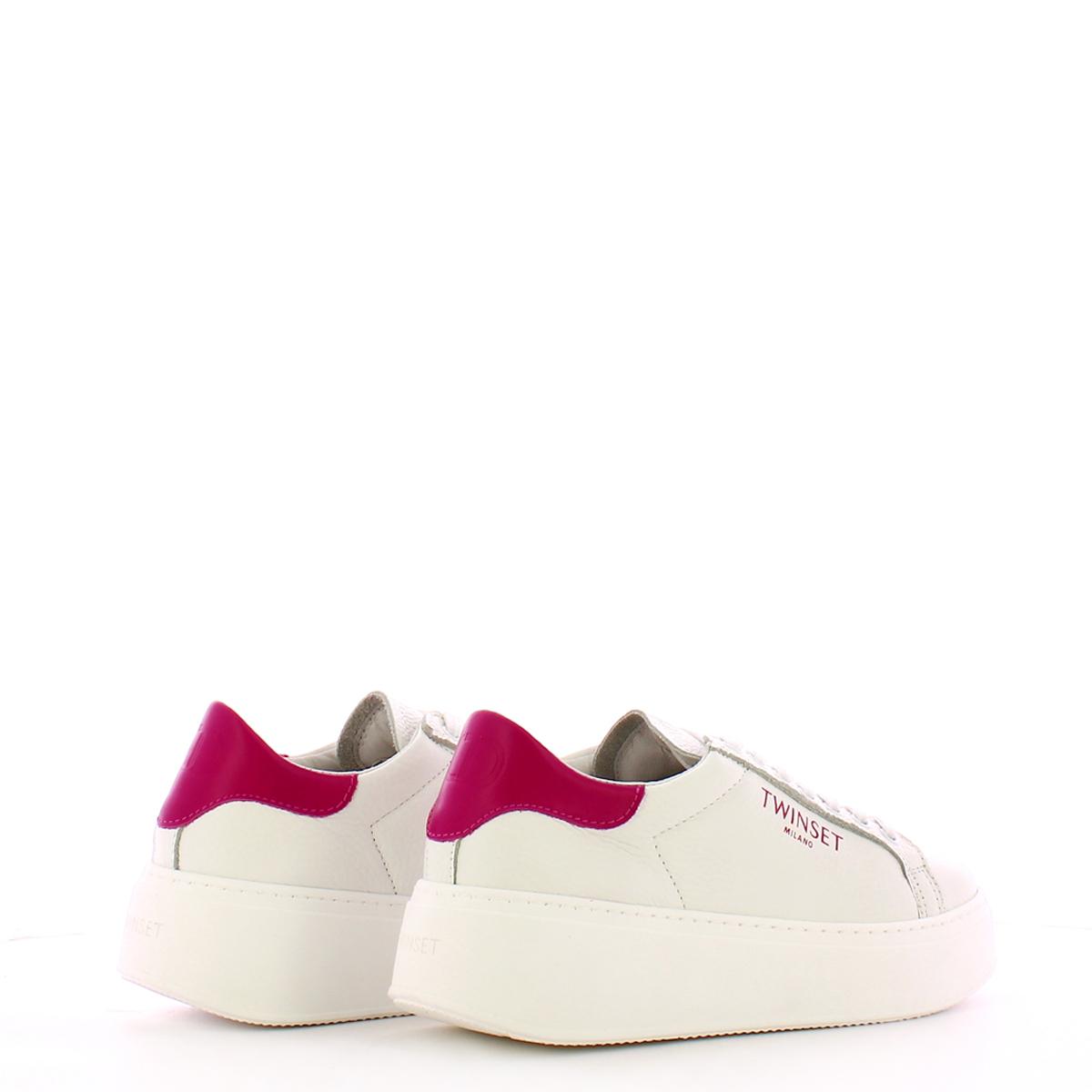 Sneakers platform in pelle Bianco Ottico Bright Rose