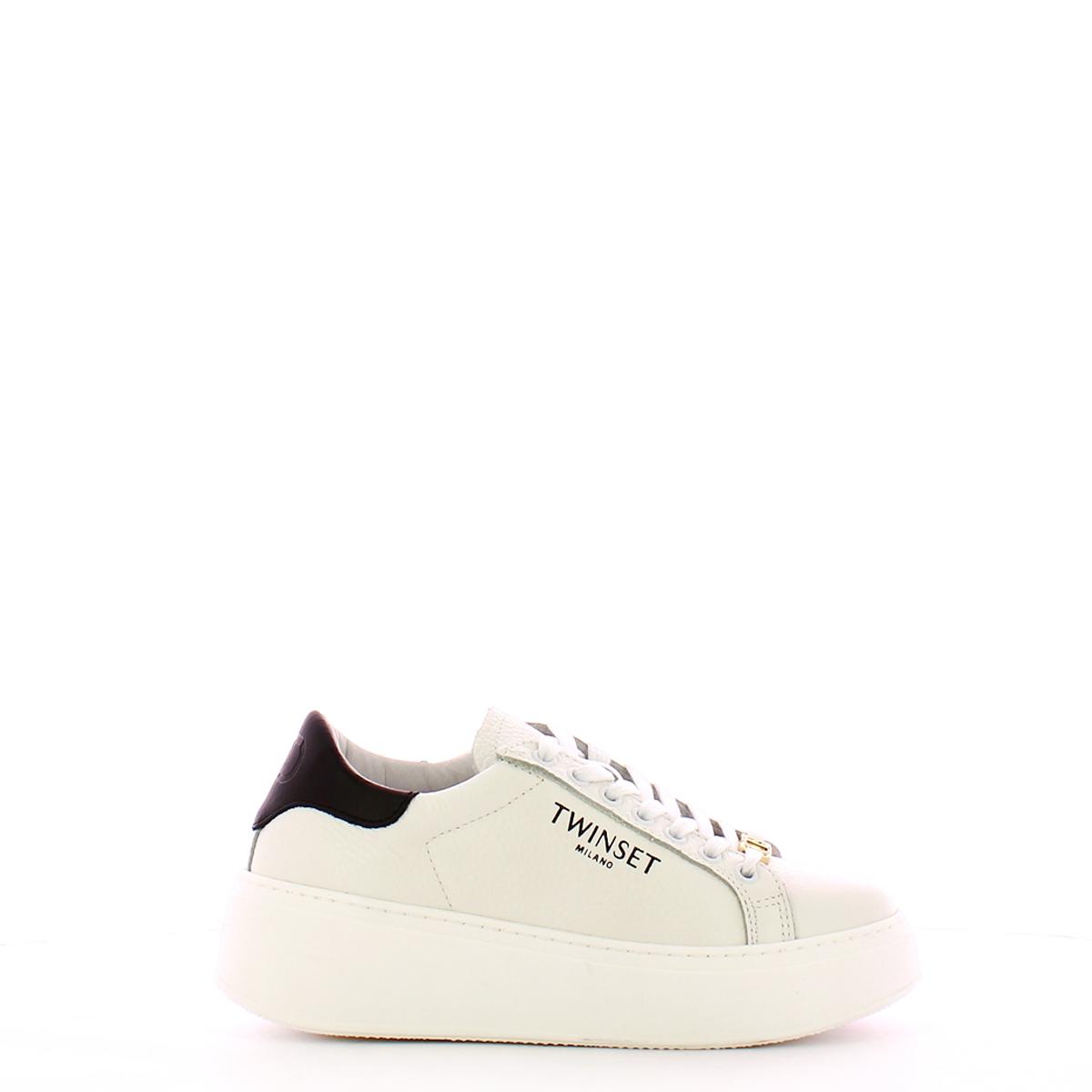 Sneakers platform in pelle Bianco Ottico Nero