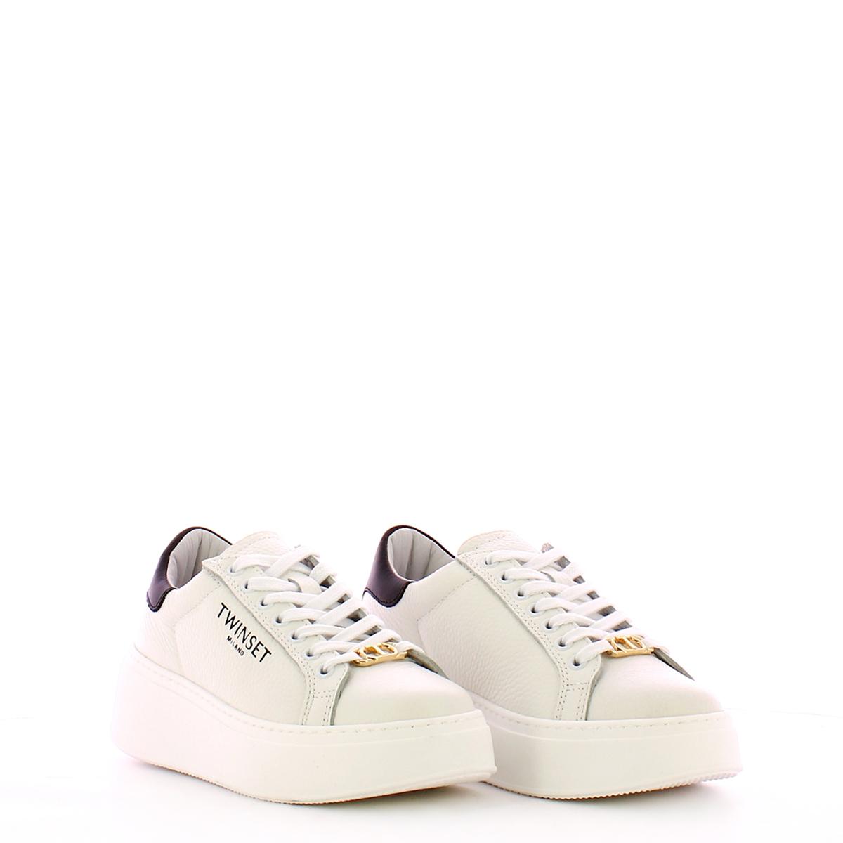 Sneakers platform in pelle Bianco Ottico Nero