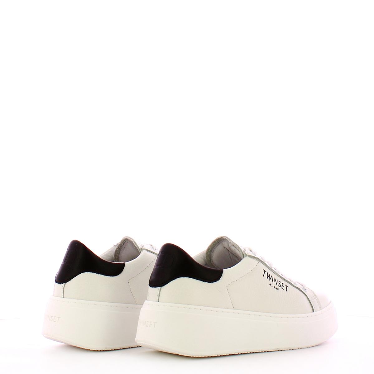 Sneakers platform in pelle Bianco Ottico Nero