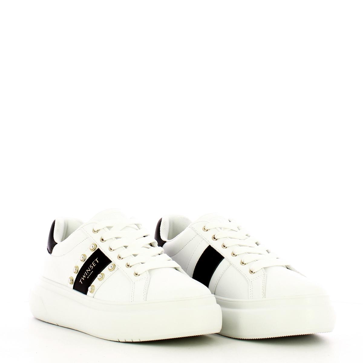 Sneakers dettaglio perlina Bianco Ottico Nero