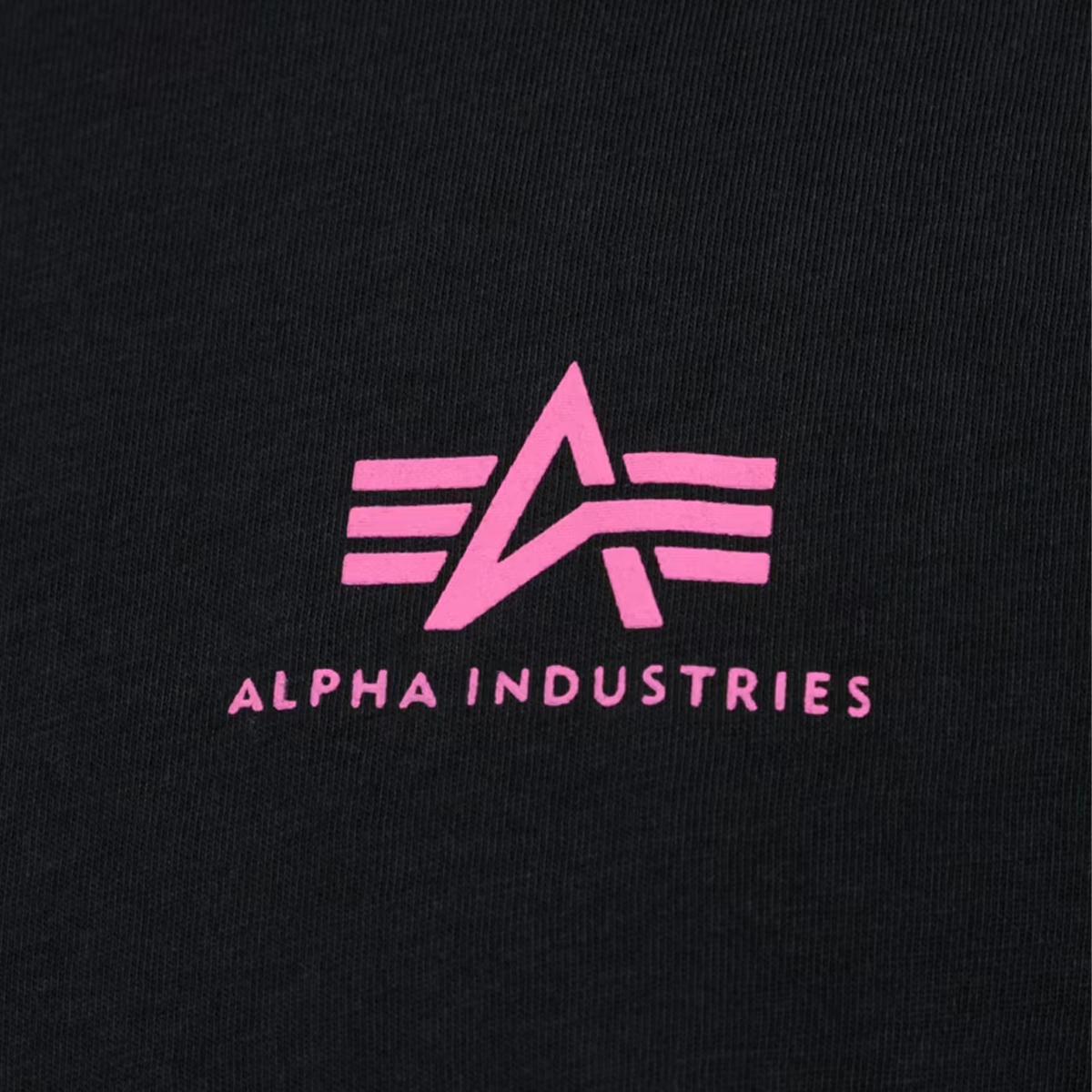 Alpha Industries T-Shirt Basic T Small Logo Black Magenta - 3