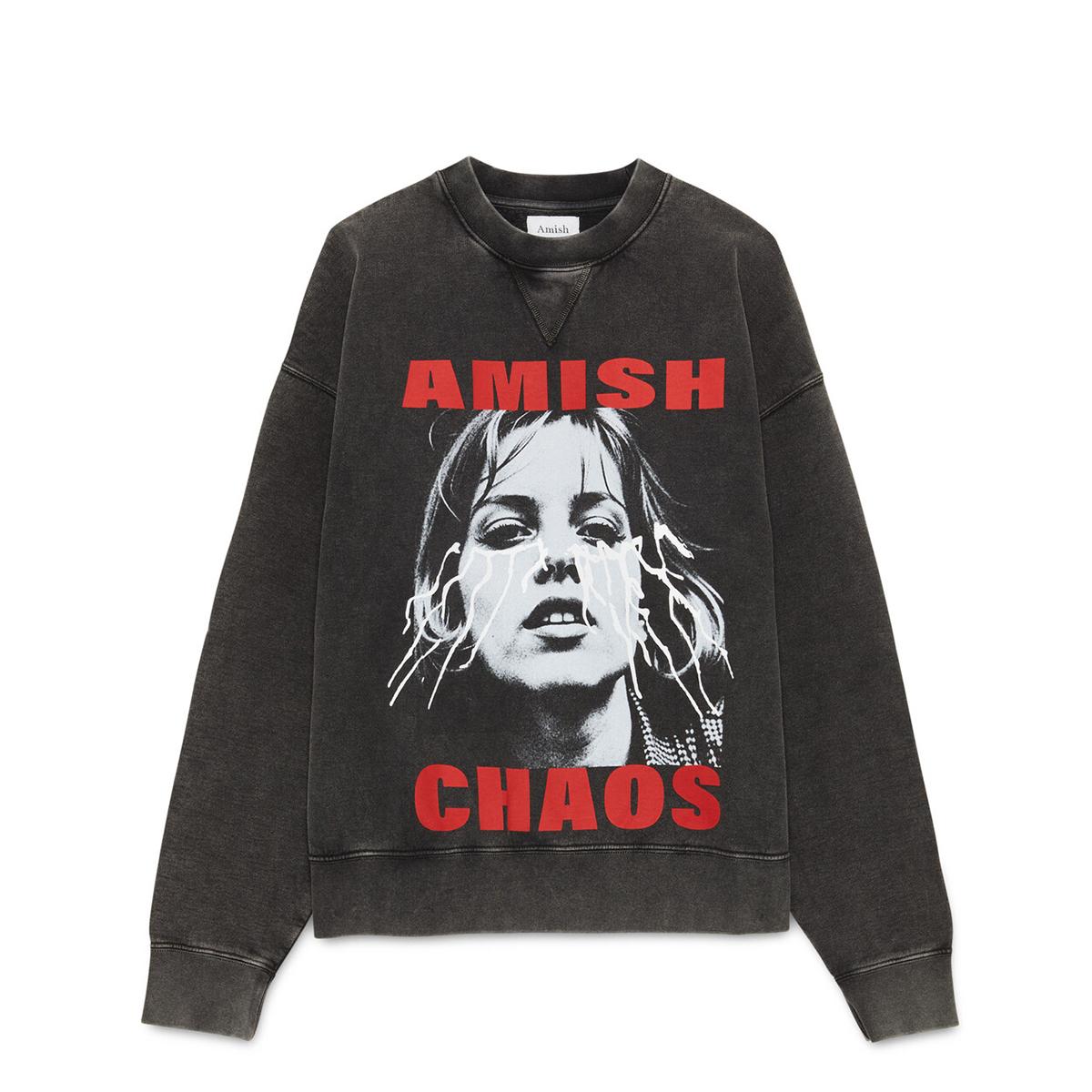 Amish Felpa Crew Man Chaos Black - 1
