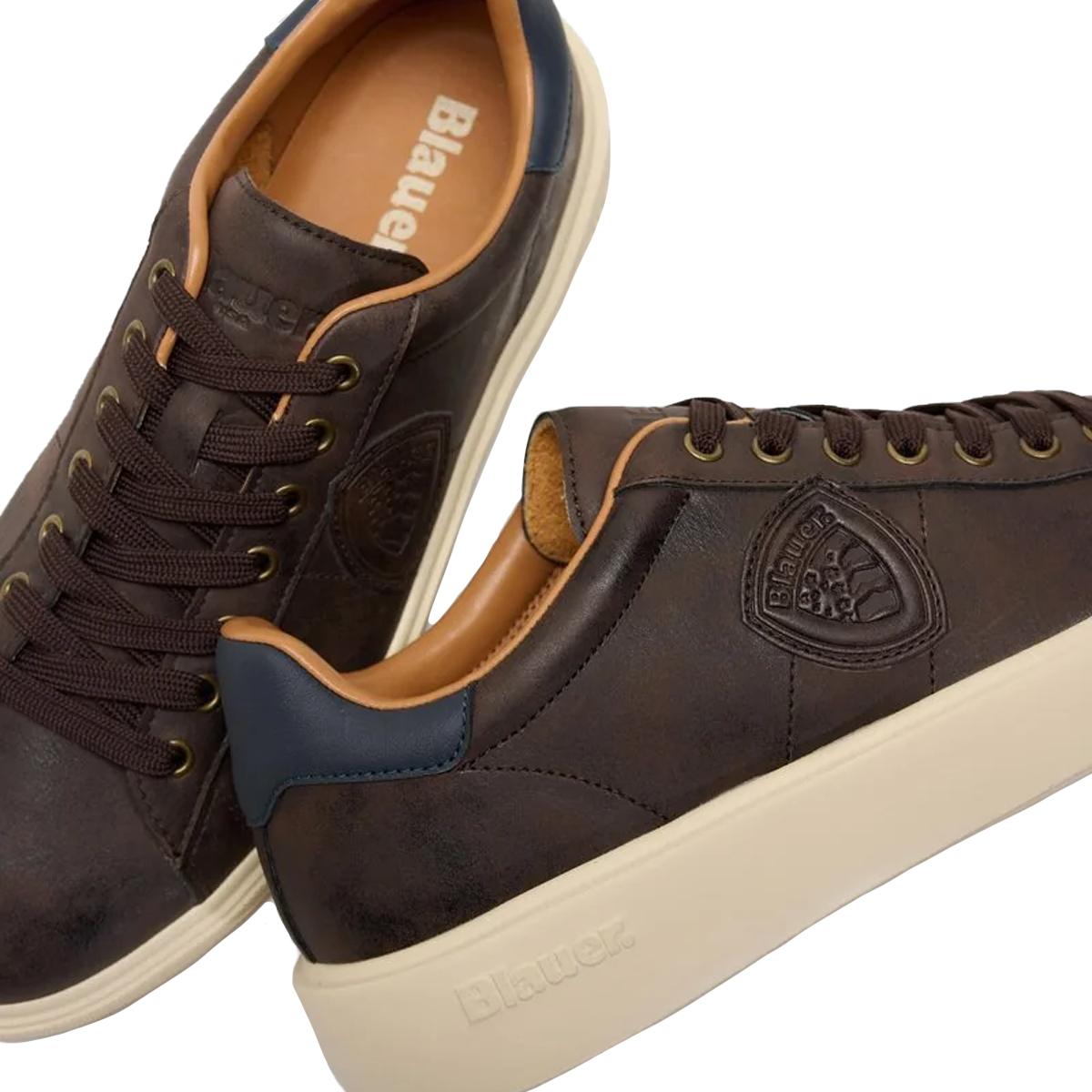 Blauer Sneakers Buck 01 Nub Dark Brown Navy - 3