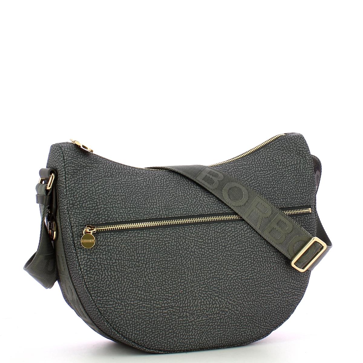 Borbonese Borsa Luna Middle in Nylon Riciclato con taschino - 2