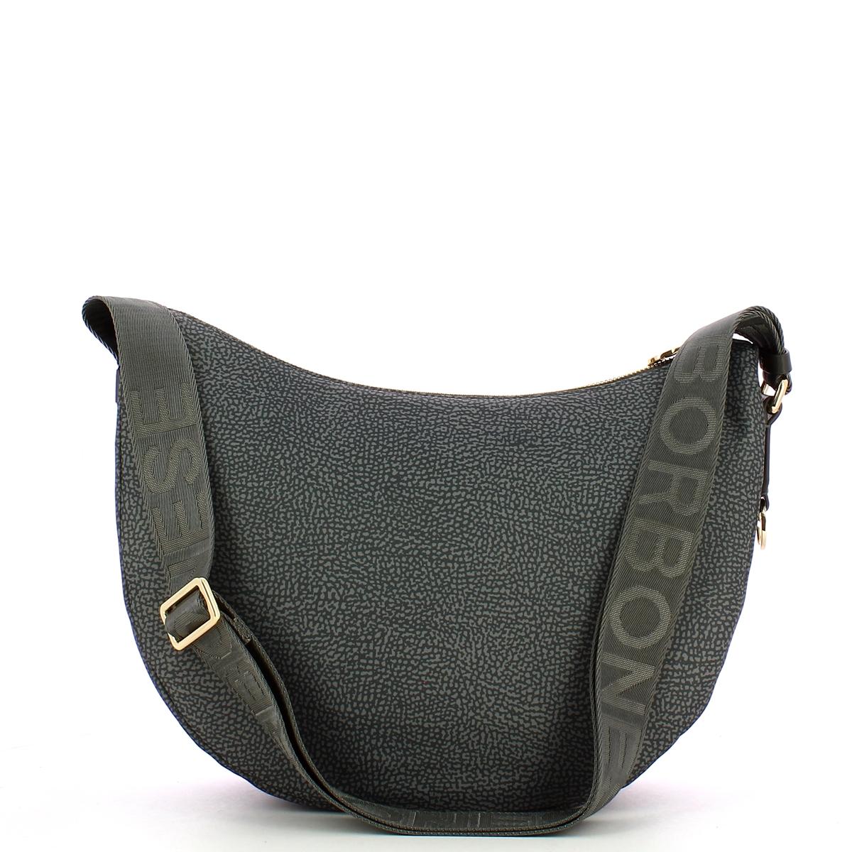 Borbonese Borsa Luna Middle in Nylon Riciclato con taschino - 3