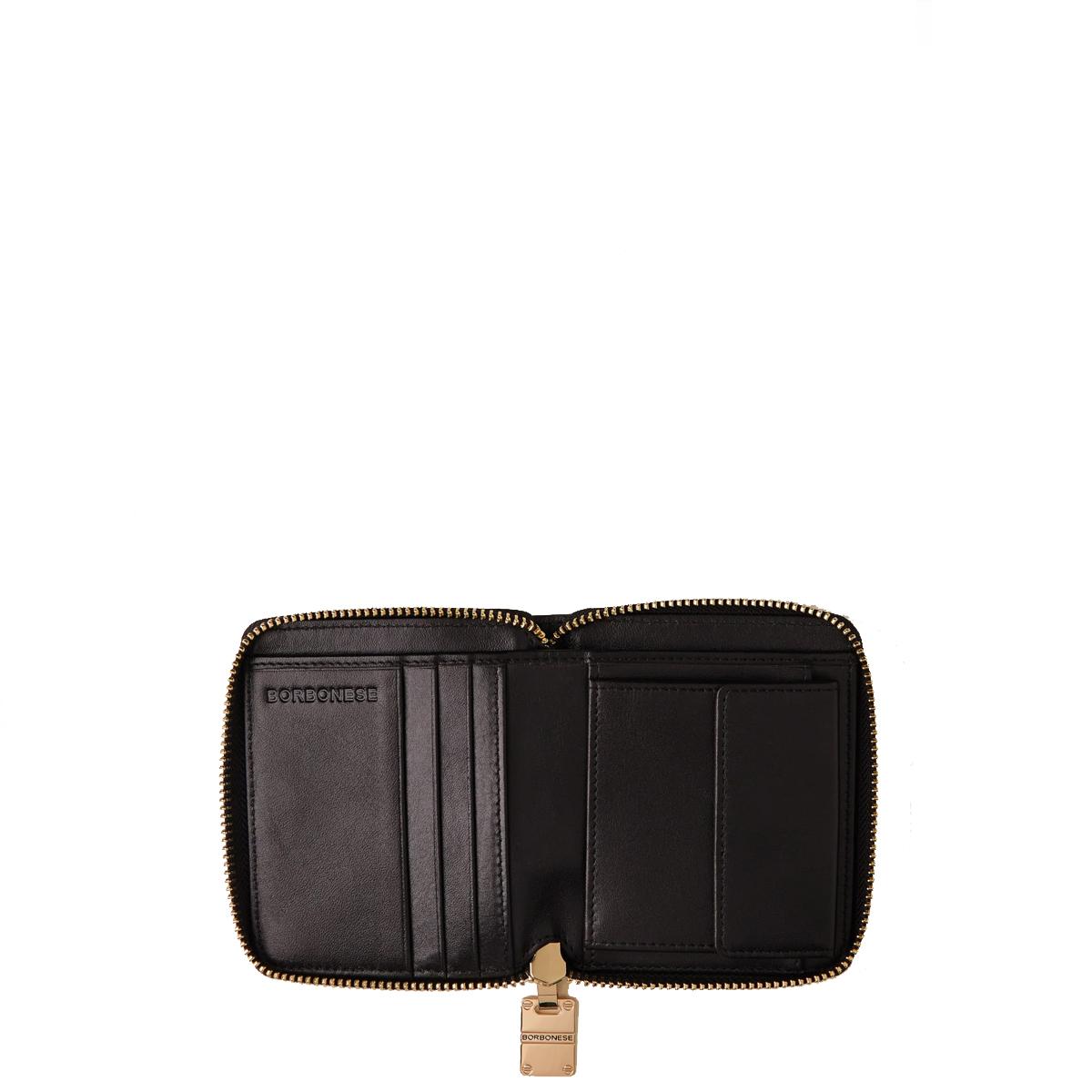 Borbonese Portafoglio Medium Zip Around OP Naturale Nero - 2