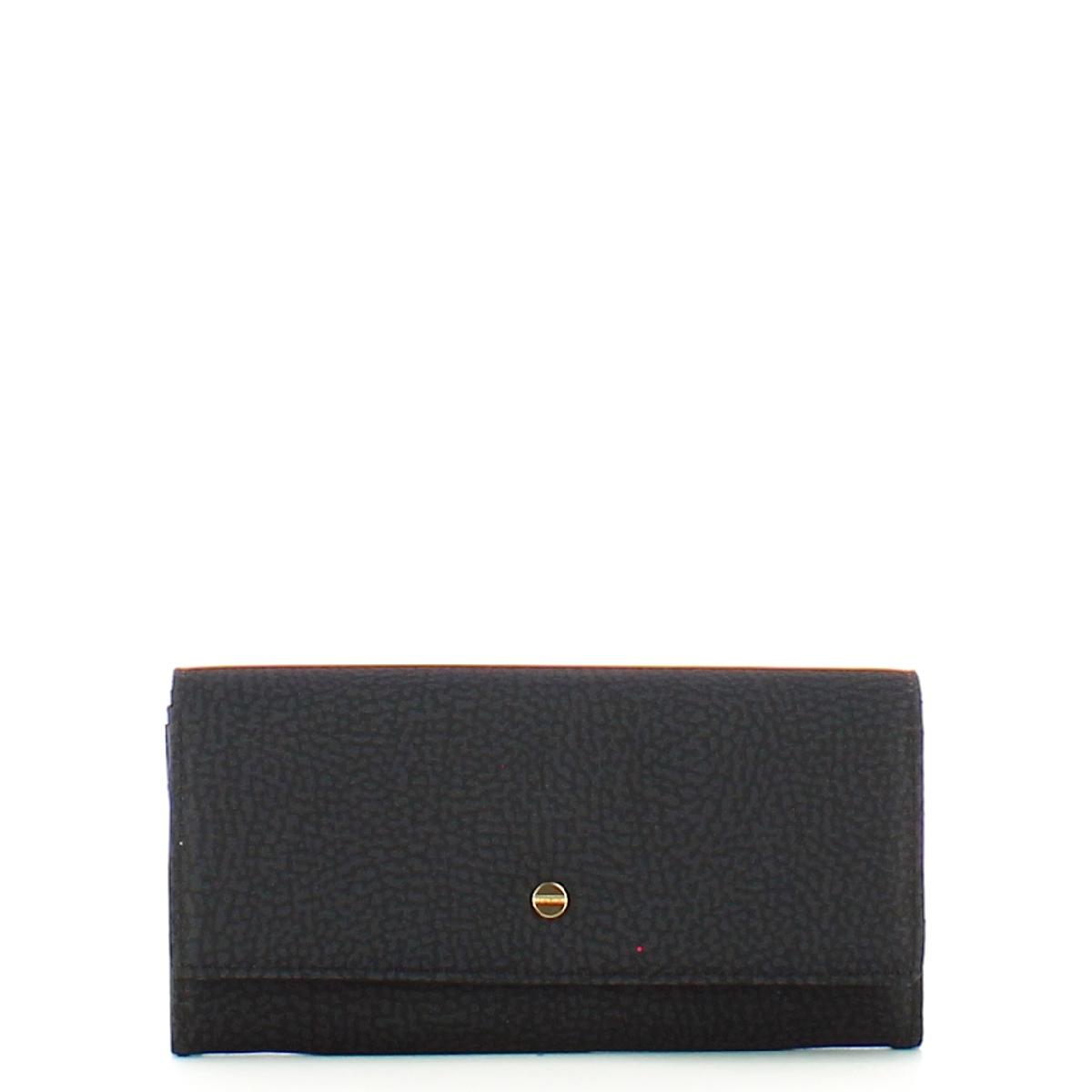 Borbonese Portafoglio Large RFID in Nylon Riciclato Dark Black - 1