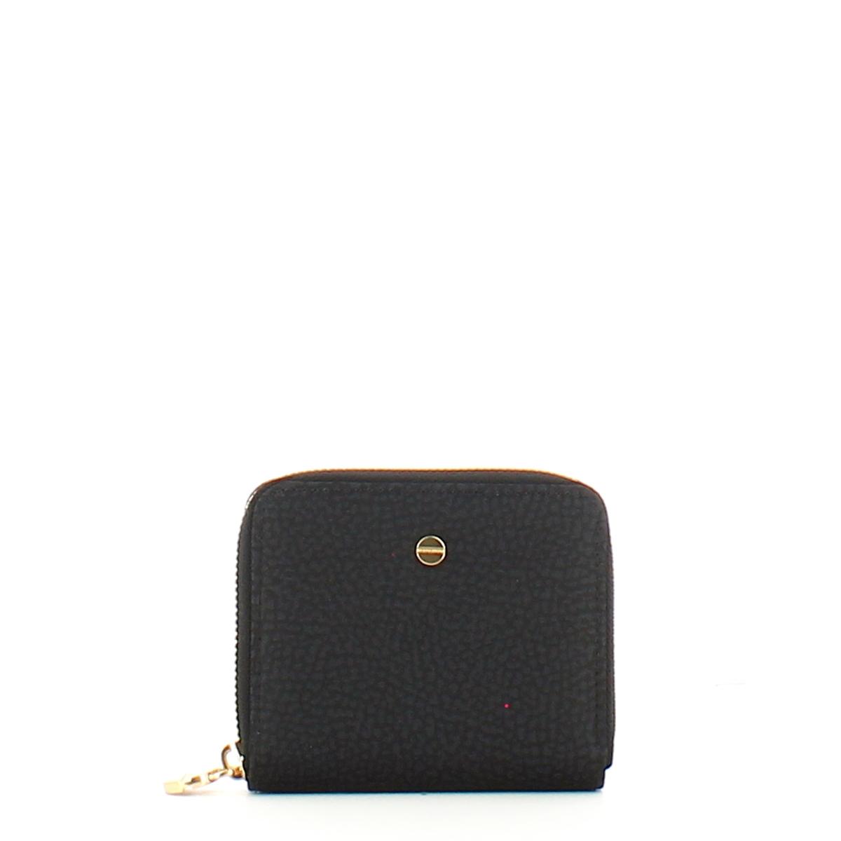 Borbonese Portafoglio Medium RFID in Nylon Riciclato Zip Around Dark Black - 1