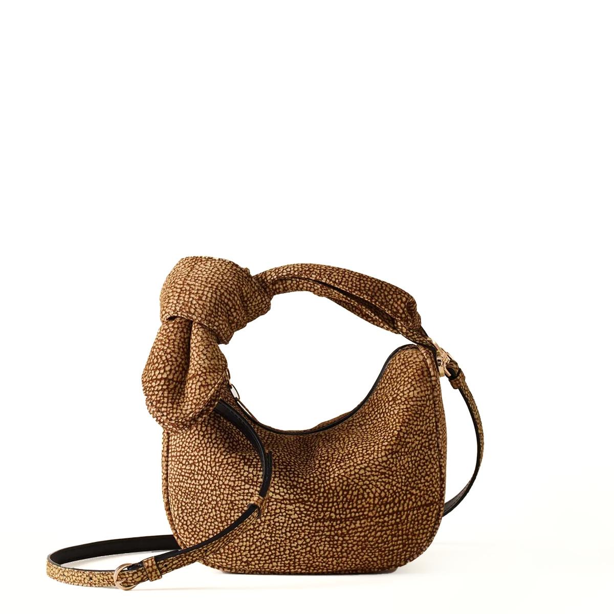 Borbonese Borsa Luna Bag Petite in Suede OP Naturale - 1