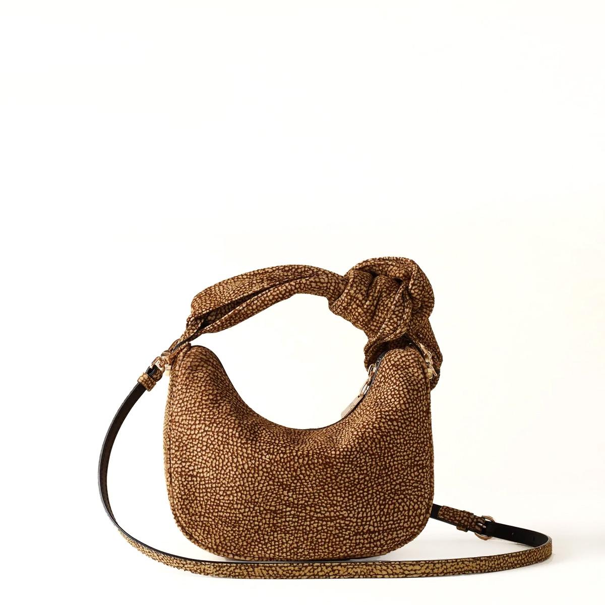 Borbonese Borsa Luna Bag Petite in Suede OP Naturale - 3