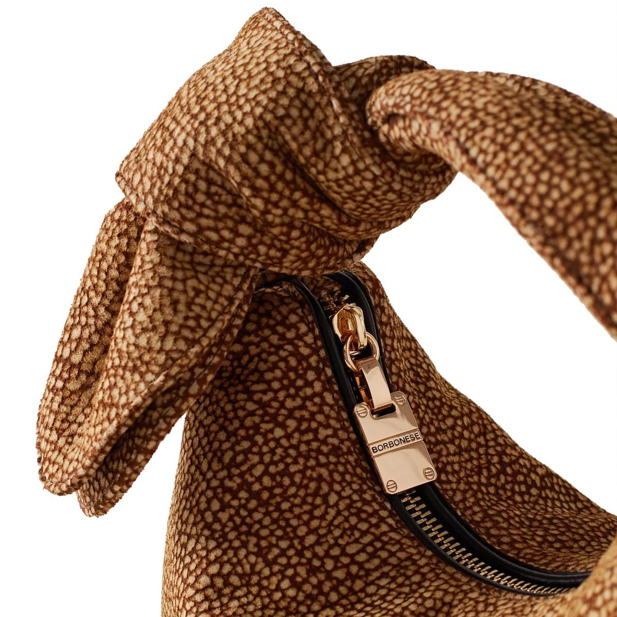 Borbonese Borsa Luna Bag Petite in Suede OP Naturale - 4