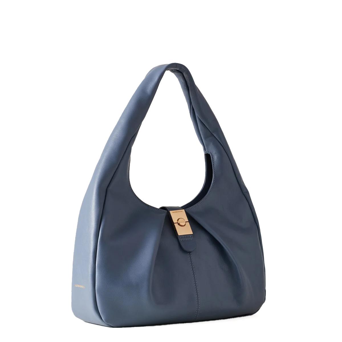 Borbonese Hobo Bag Cortina Medium Blu Portofino - 2