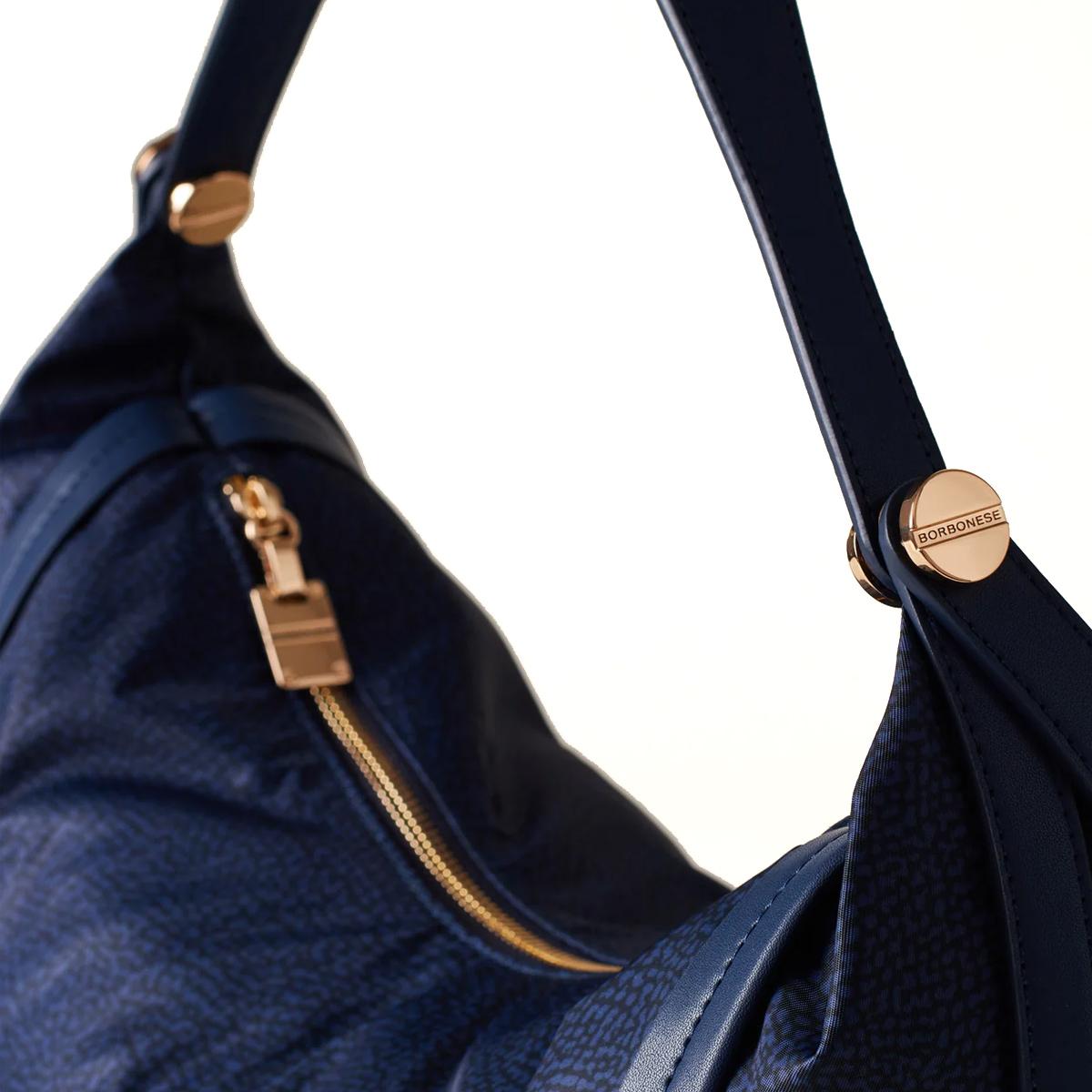Borbonese Hobo Bag New Orbit Medium Blu - 4