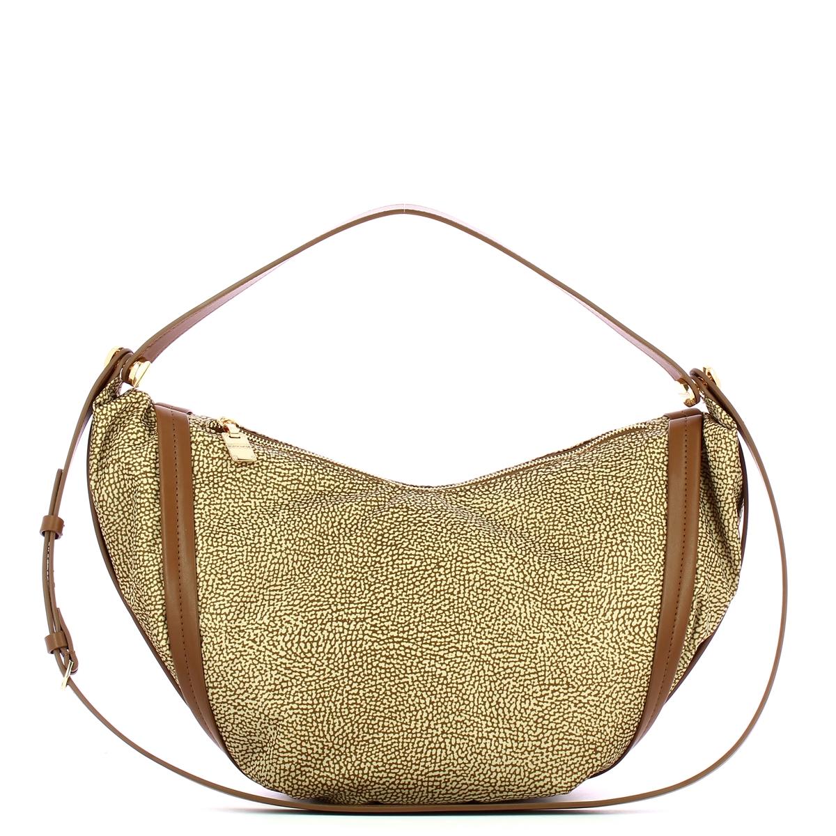 Borbonese Hobo Bag New Orbit Medium Beige Marrone - 1