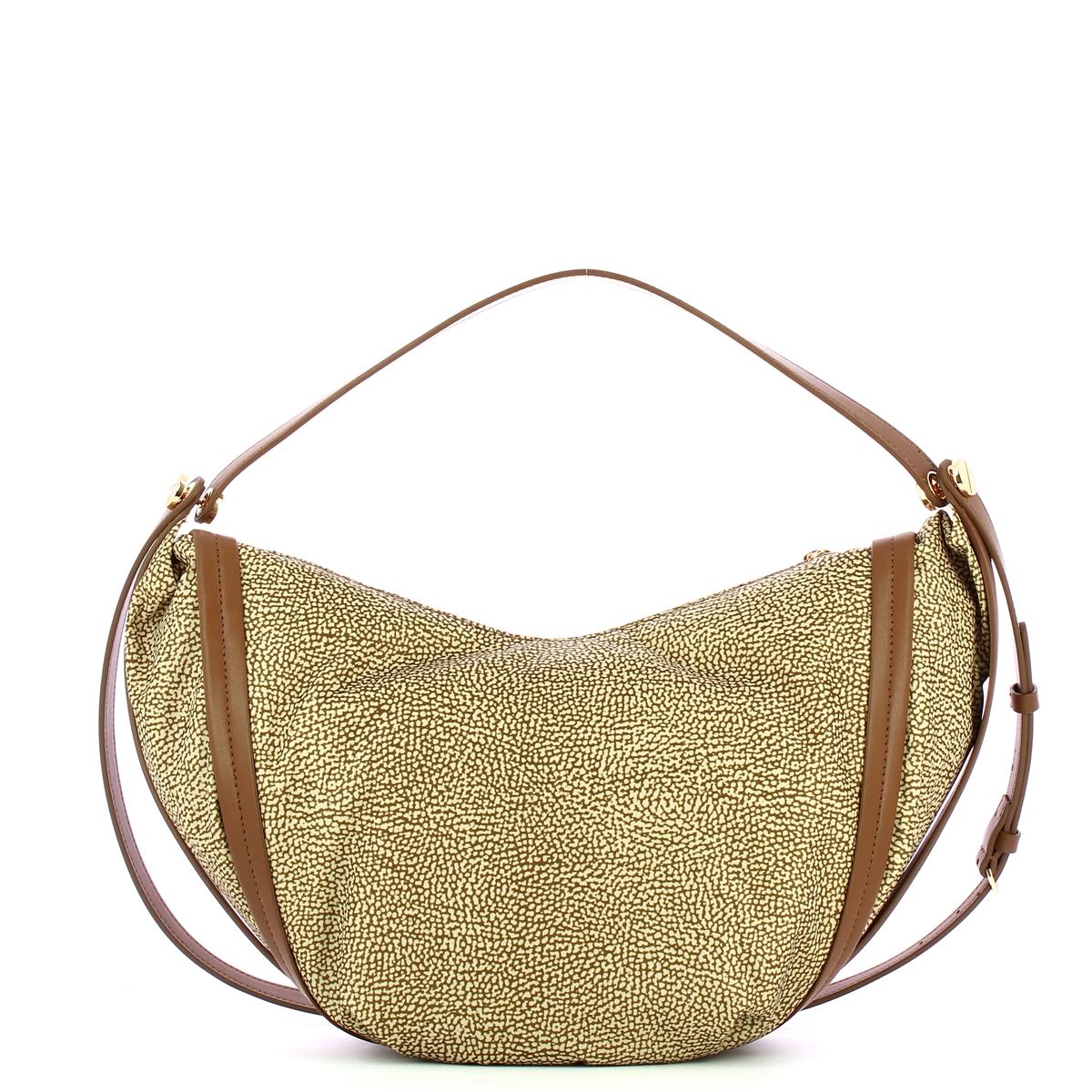 Borbonese Hobo Bag New Orbit Medium Beige Marrone - 3