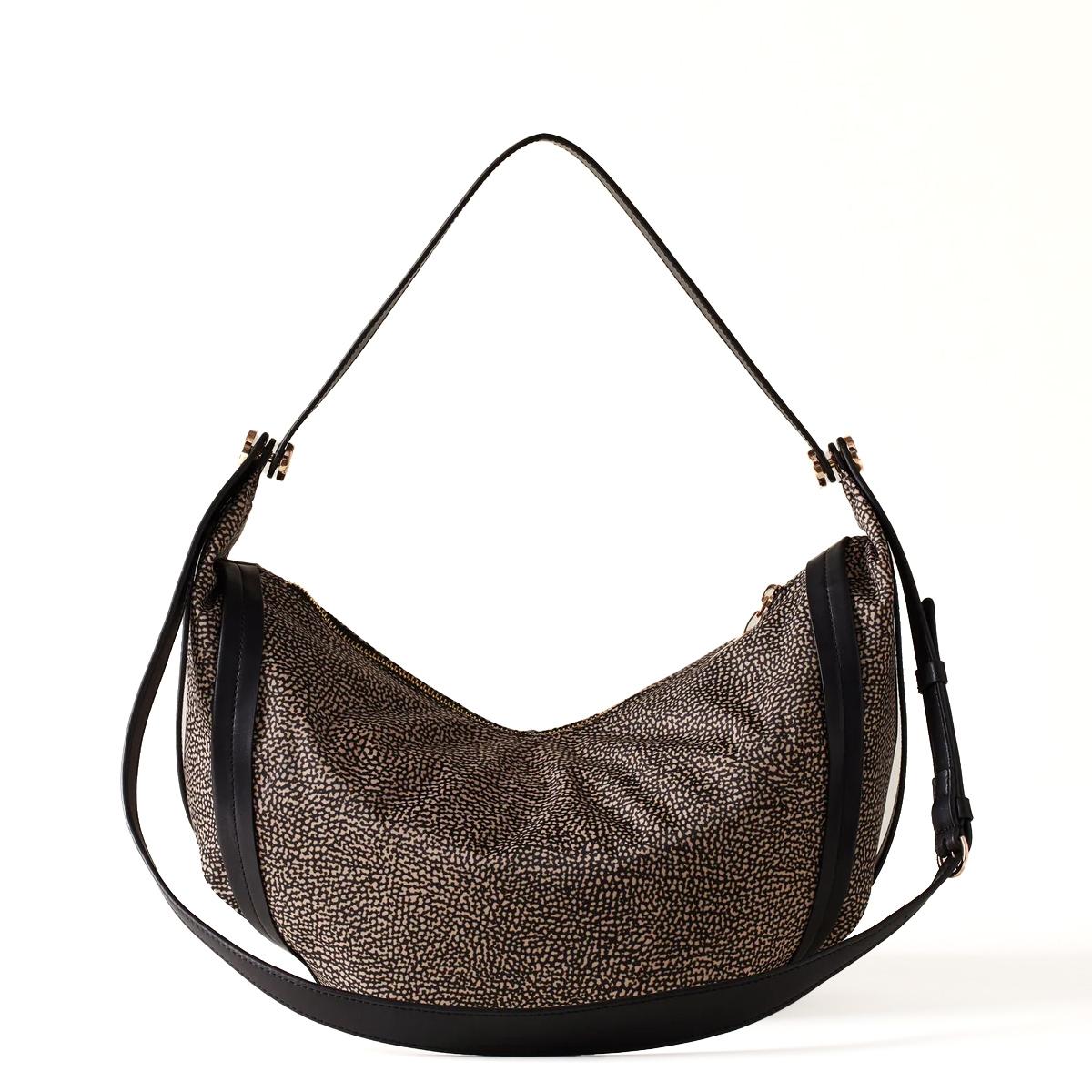 Borbonese Hobo Bag New Orbit Medium OP Naturale Nero - 3