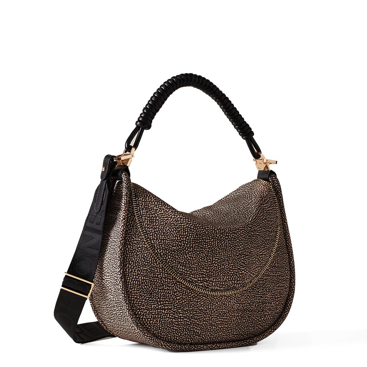 Borbonese Hobo Bag Horseback Medium OP Naturale Nero - 2