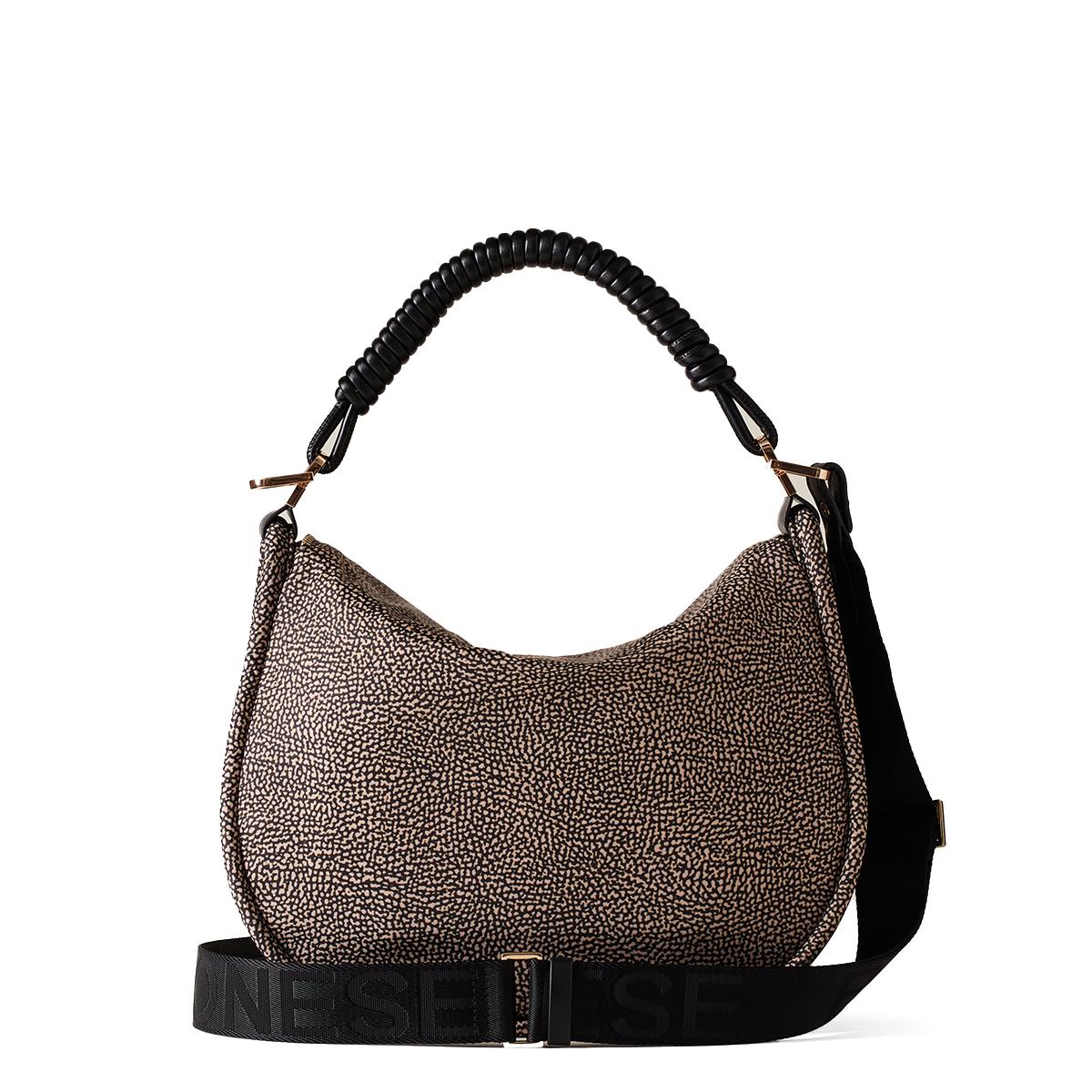 Borbonese Hobo Bag Horseback Medium OP Naturale Nero - 3