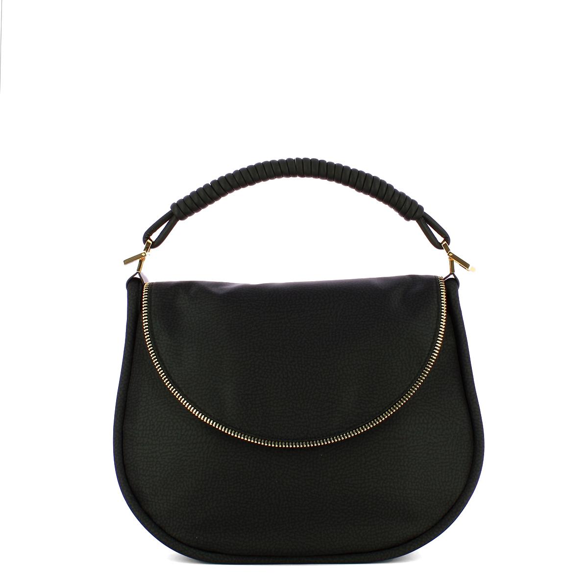 Borbonese Hobo Bag Horseback Medium Dark Black - 1