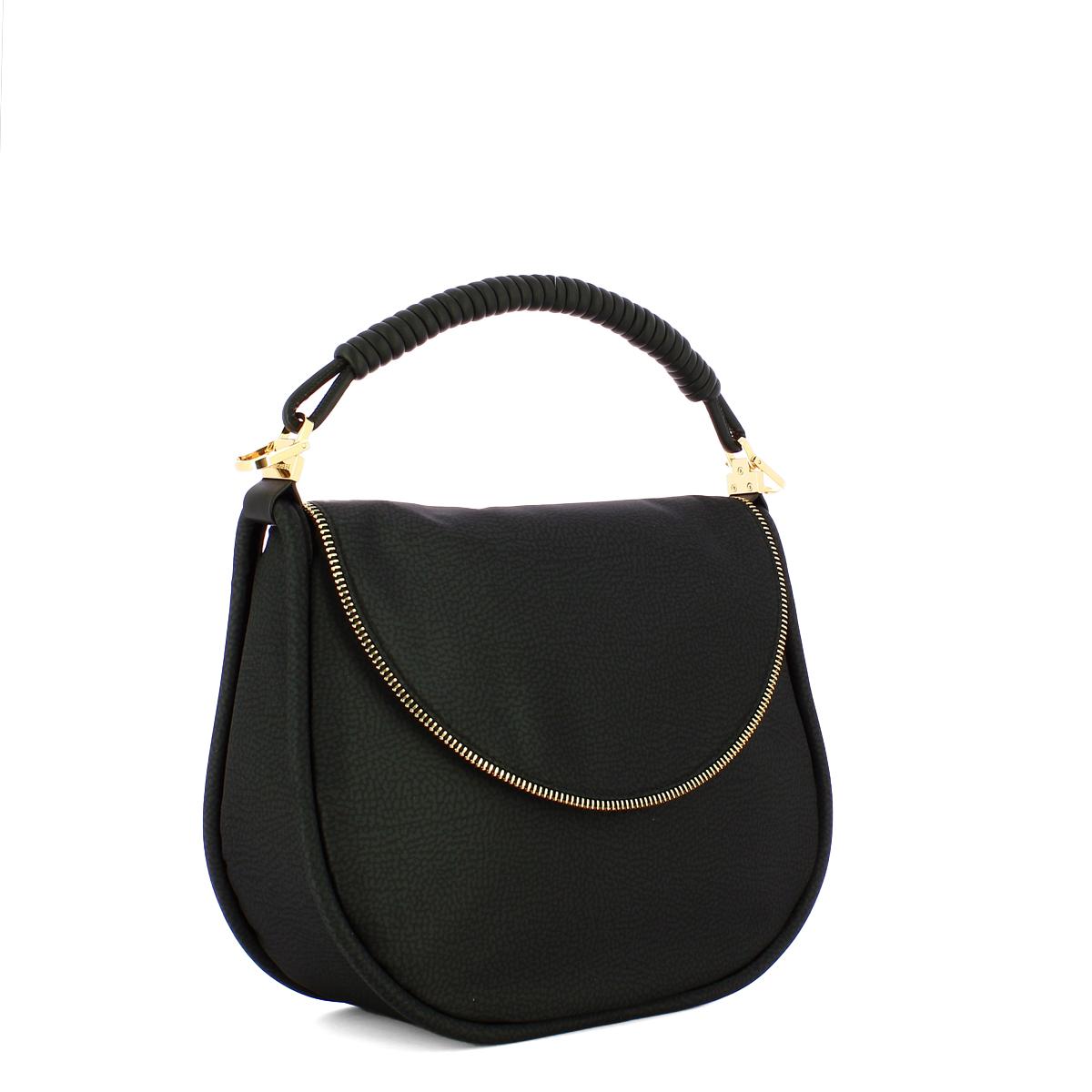 Borbonese Hobo Bag Horseback Medium Dark Black - 2