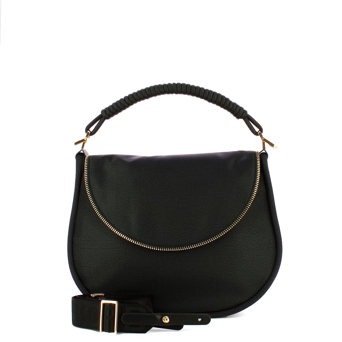 Borbonese Hobo Bag Horseback Medium Dark Black - 4