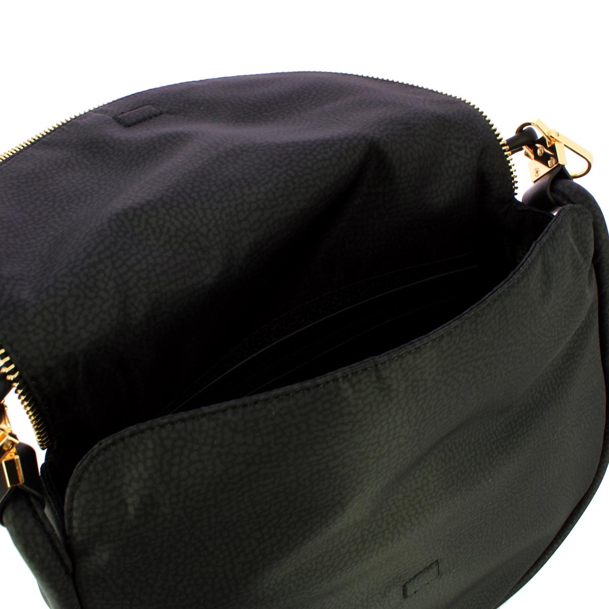 Borbonese Hobo Bag Horseback Medium Dark Black - 5