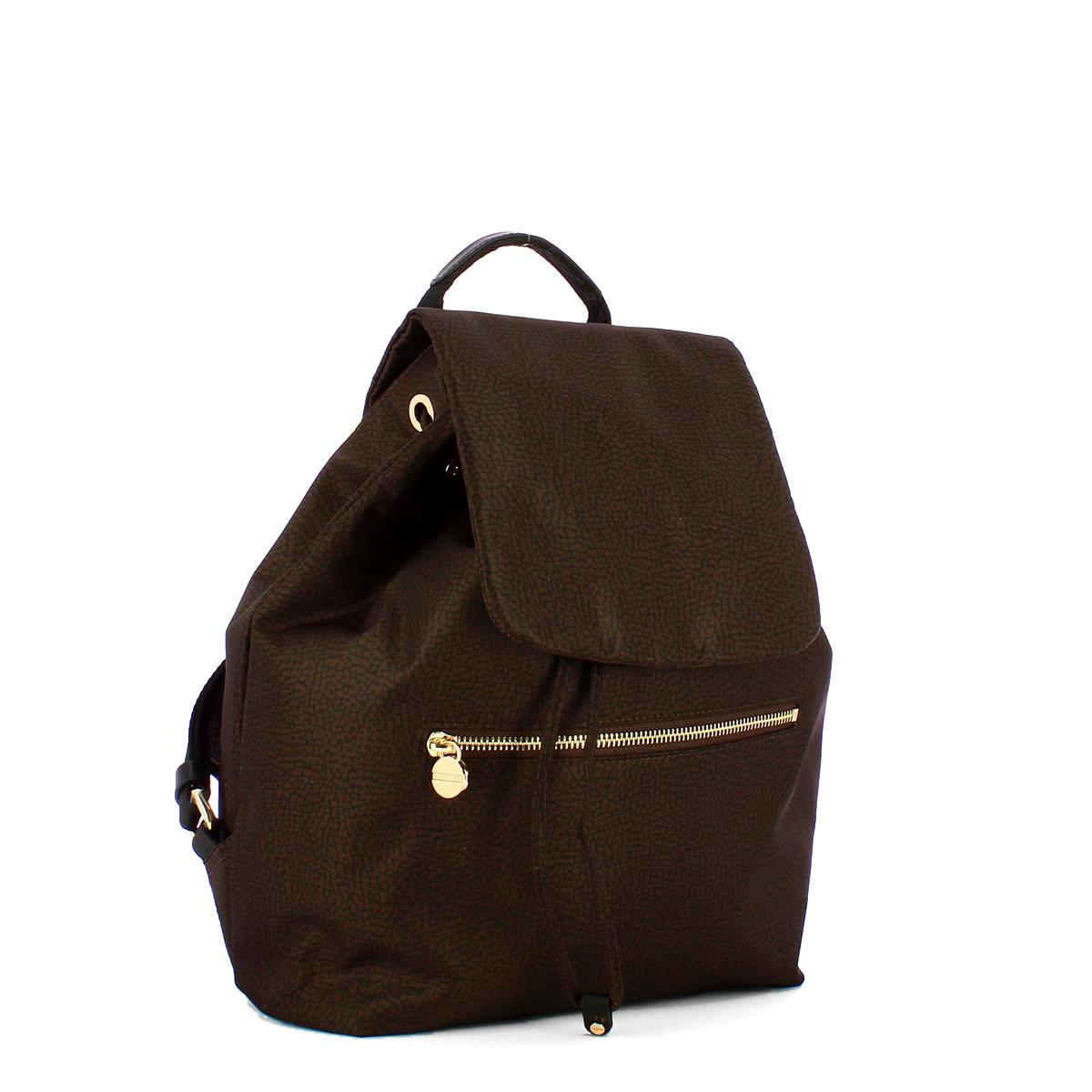 Borbonese Zaino Medium in Nylon Riciclato Testa Moro Nero - 2