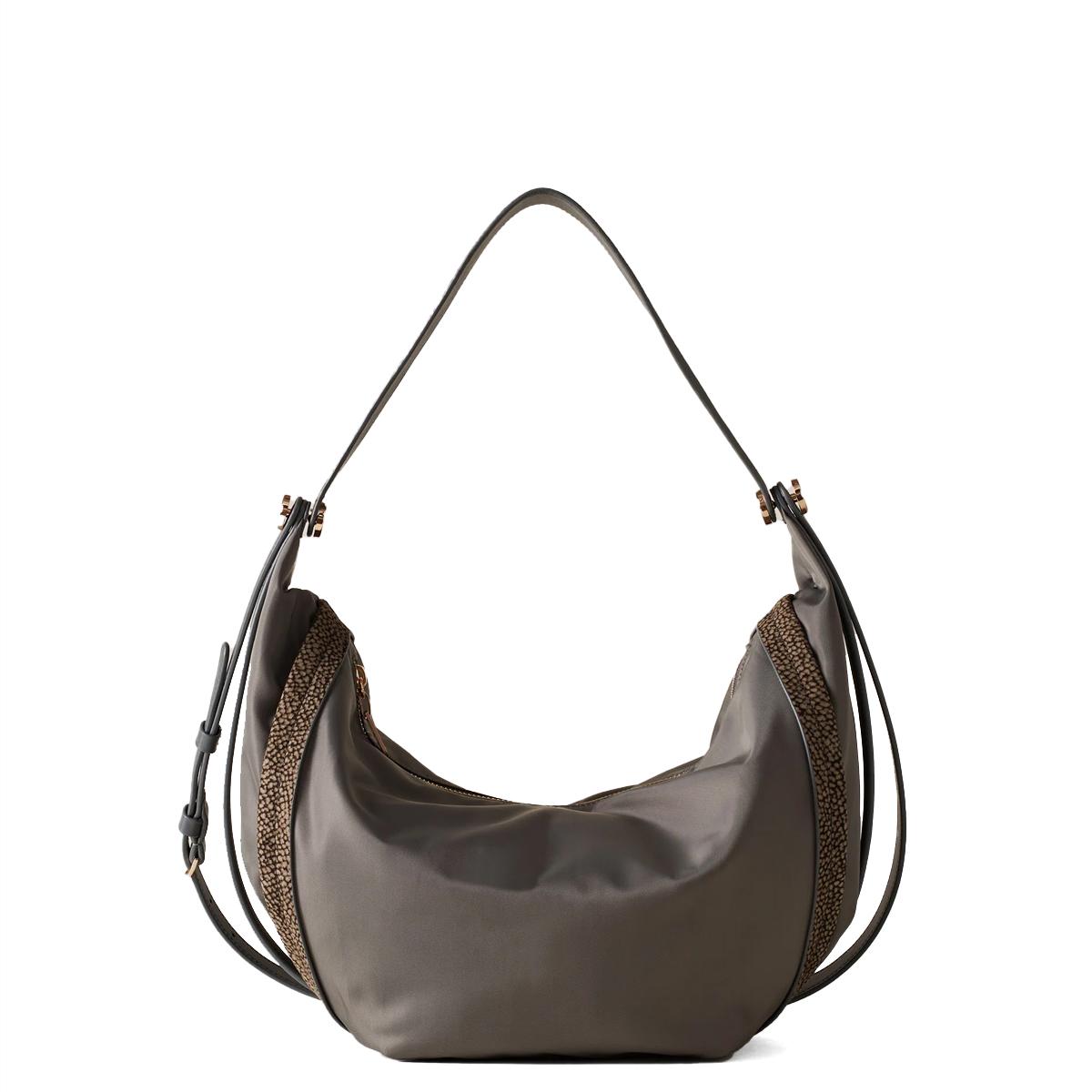 Borbonese Hobo Bag New Orbit Medium Clay Grey - 1