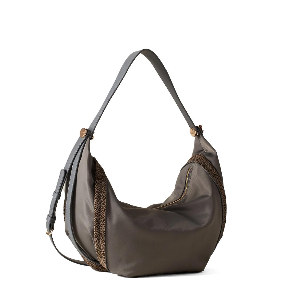 Borbonese Hobo Bag New Orbit Medium Clay Grey - 2