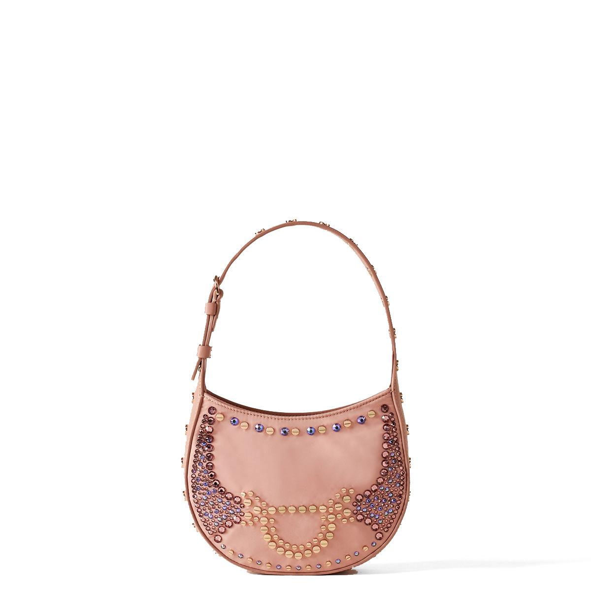 Borbonese Mini Hobo Bag 110 Swarovski Blush - 1