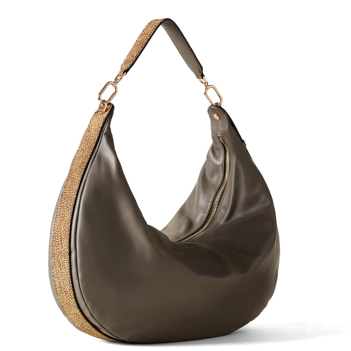 Borbonese Hobo Bag Oyster Large Clay Grey OP Naturale - 2