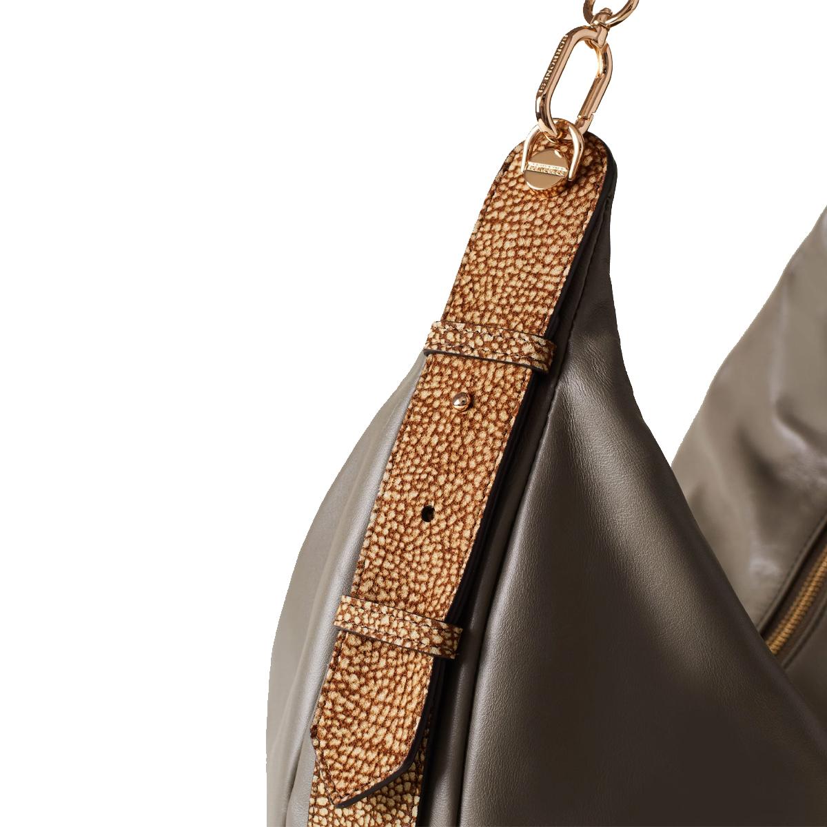 Borbonese Hobo Bag Oyster Large Clay Grey OP Naturale - 4