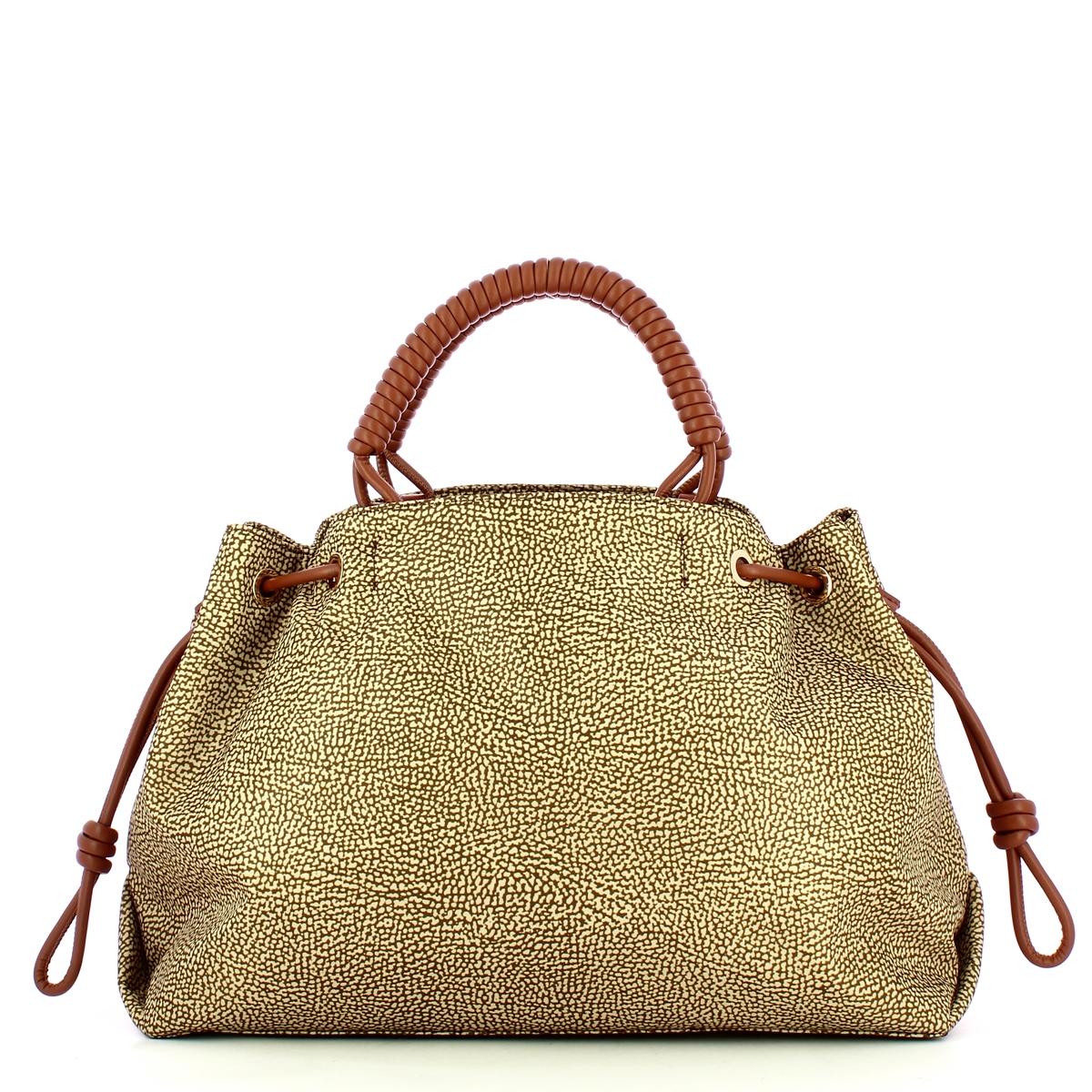 Borbonese Tote Horseback Large Beige Cuoio - 3