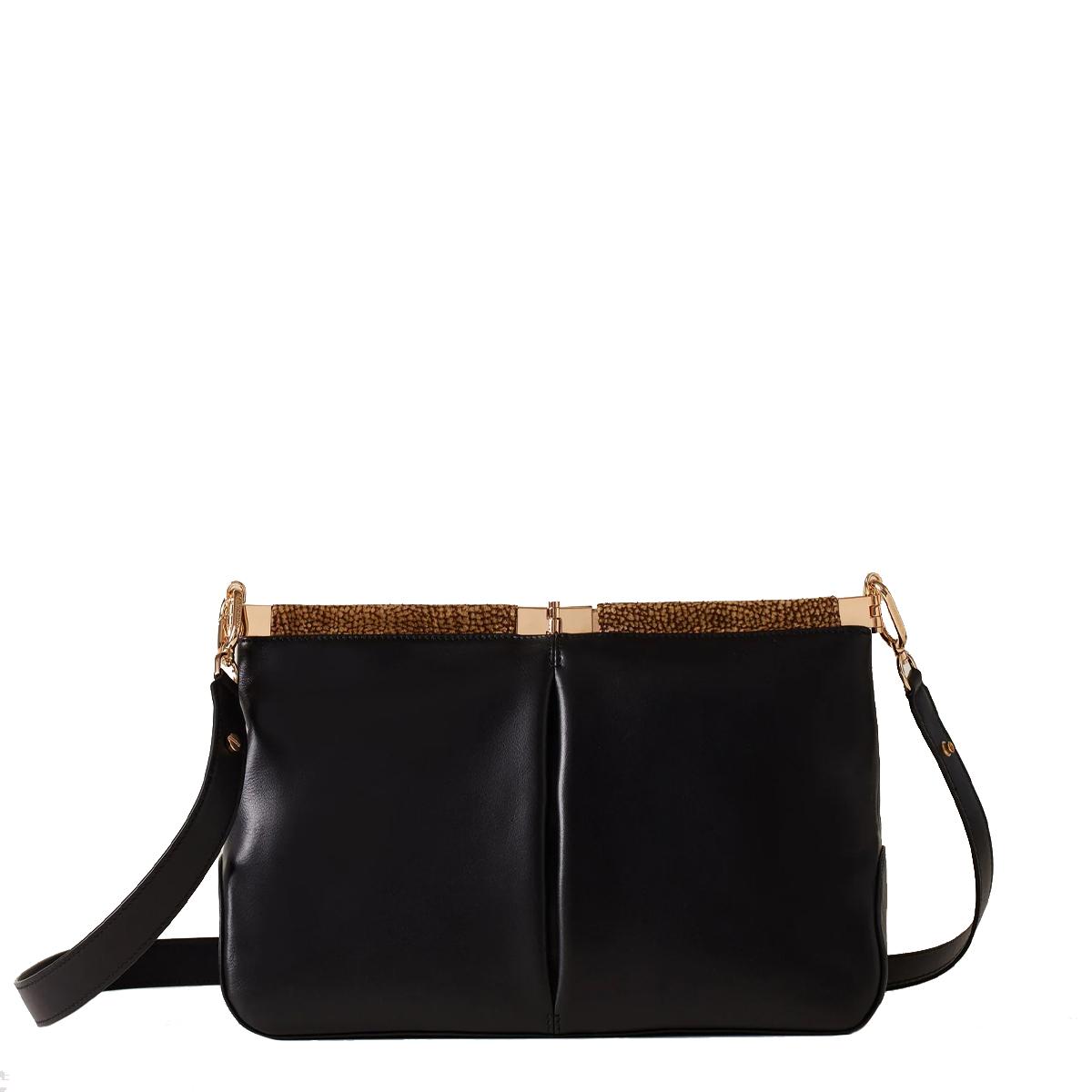 Borbonese Borsa a spalla 5PM Medium Nero OP Naturale - 1