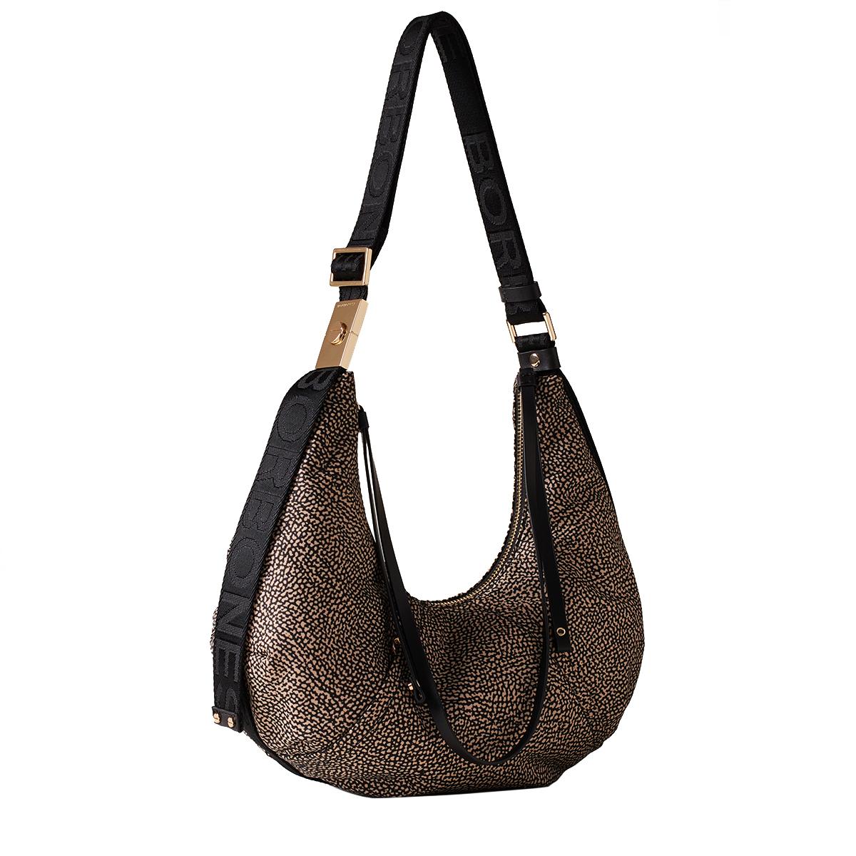 Borbonese Borsa Hobo Small OP Naturale Nero - 2