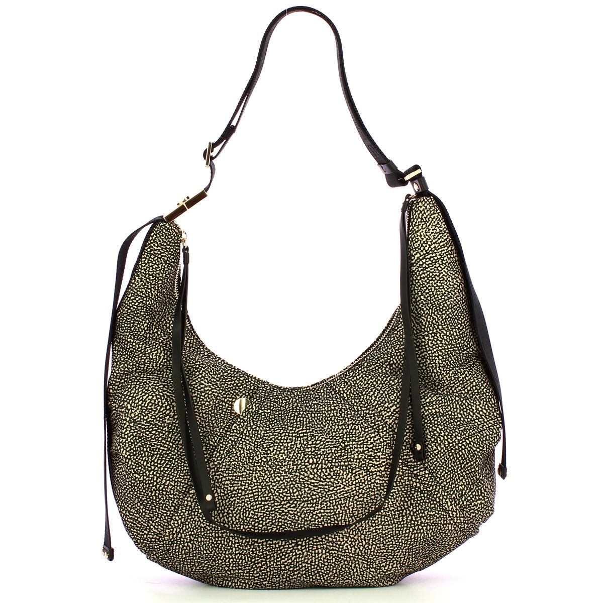 Borbonese Borsa Hobo Medium OP Naturale Nero - 1