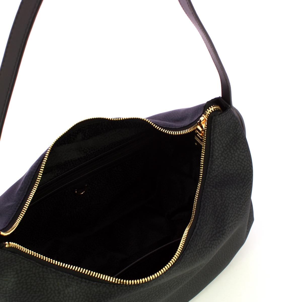 Borbonese Hobo Medium Dark Black - 4