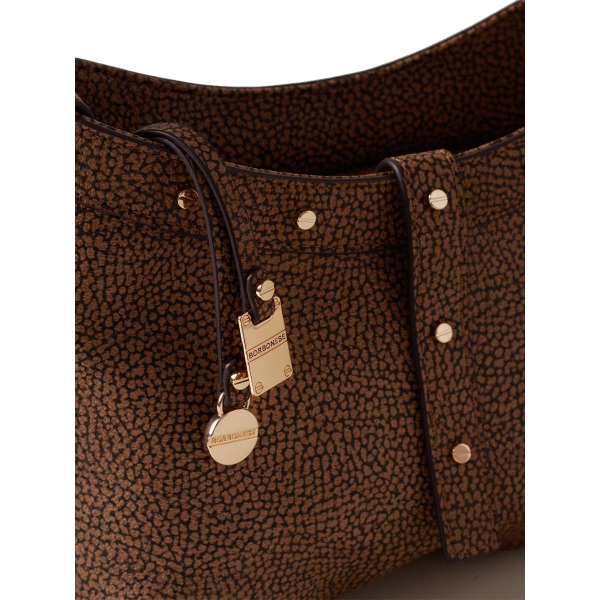 Borbonese Borsa a spalla Metropole Hobo Mini OP Naturale Nero - 5