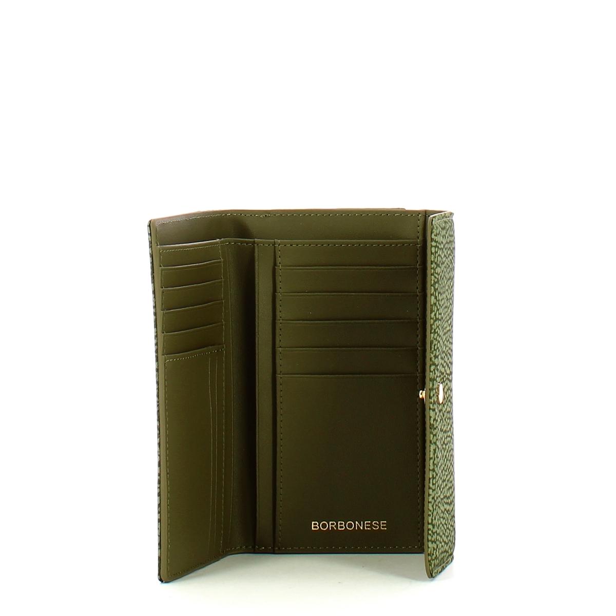 Borbonese Portafoglio Medium RFID in Nylon Riciclato Verde Militare - 3